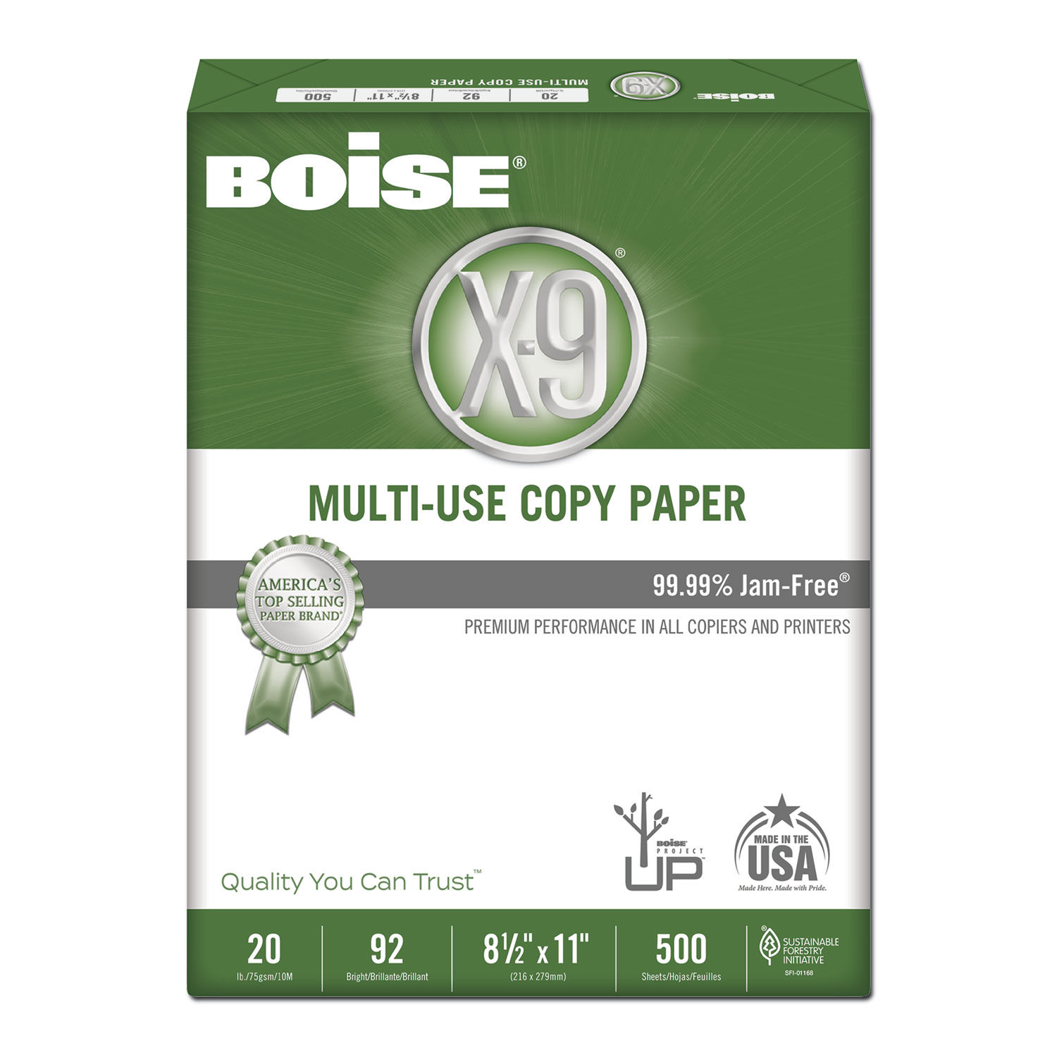 Multi-Use Printer & Copier Paper, Letter Size (8 1/2 x 11), 2500 Total  Sheets, 92 (U.S.) Brightness, 20 Lb, White, 500 Sheets Per Ream, Case Of 5  Reams