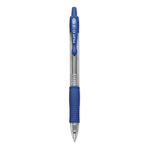 Pilot G 2 Retractable Gel Pens Ultra Fine Point 0.38 mm Clear Barrels Blue  Ink Pack Of 12 - Office Depot