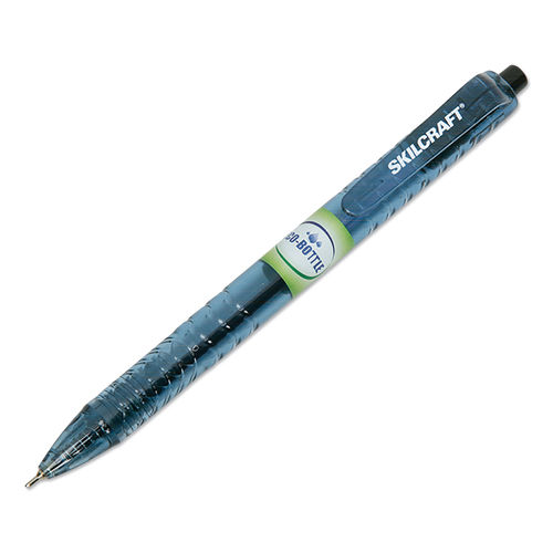 7520016827164 SKILCRAFT Recycled Water Bottle Ballpoint Pen, Retractable,  Medium 0.7 mm, Black Ink, Clear Barrel, Dozen