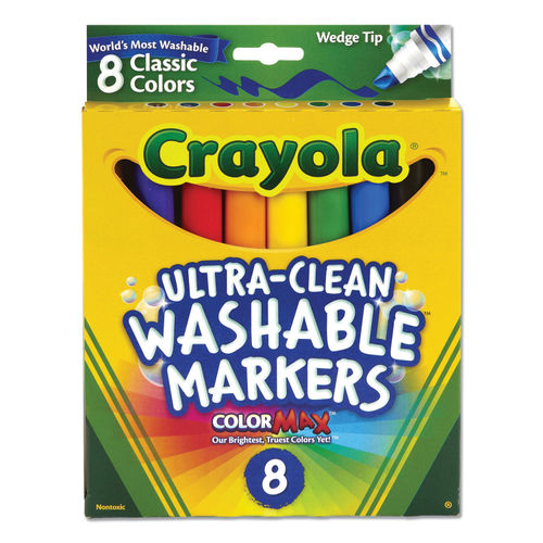 Crayola Washable Marker Set, 8-Colors, Broad, Classic 