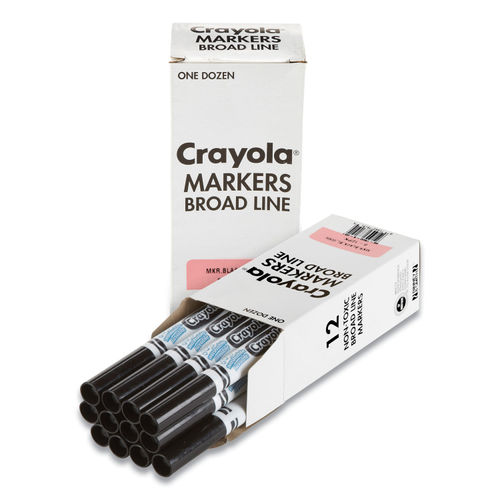 Crayola Broad Line Washable Markers, Broad Bullet Tip, Brown, 12/Box