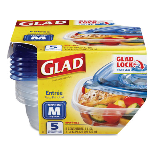 Glad Food Storage Containers, Soup and Salad, 24 Ounce, 5 Count