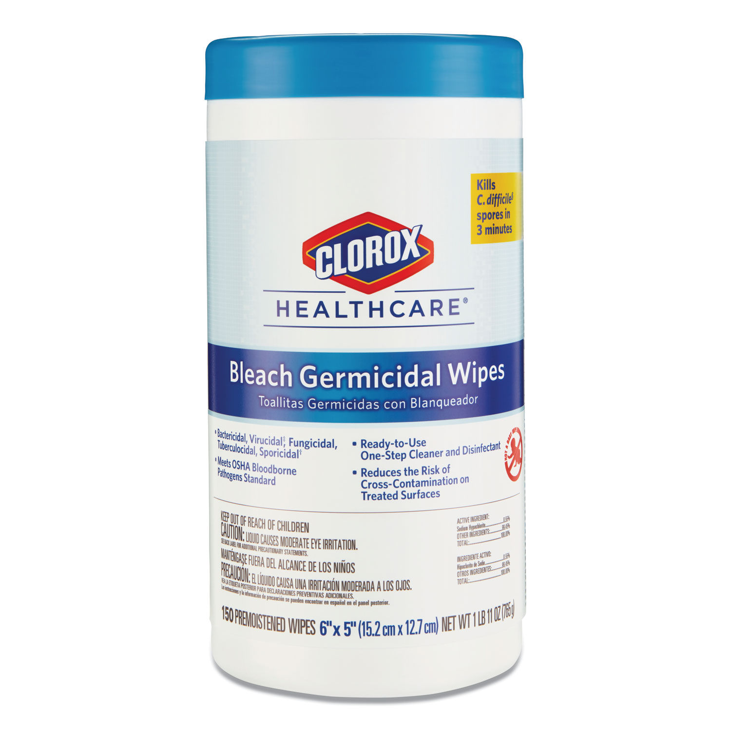 Bleach Germicidal Wipes by Clorox® Healthcare® CLO30577CT