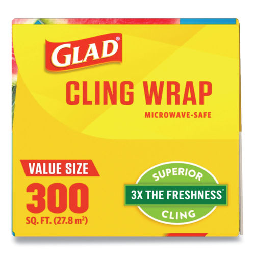 Glad Cling N Seal Plastic Food Wrap, 300 Square Foot Roll - 4 Pack (Package  May Vary)