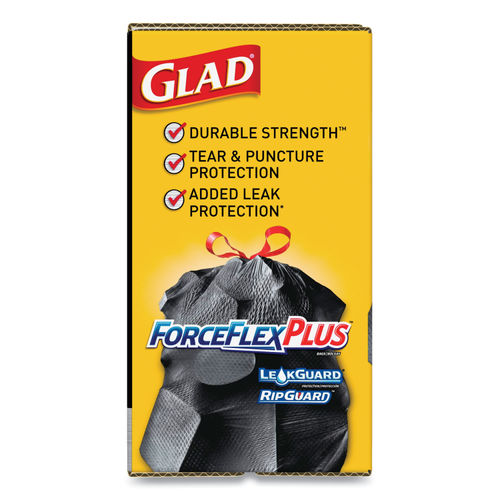 Glad Drawstring Large Trash Bags, 30 gal, 1.05 mil, 30 x 33, Black, 90/Carton