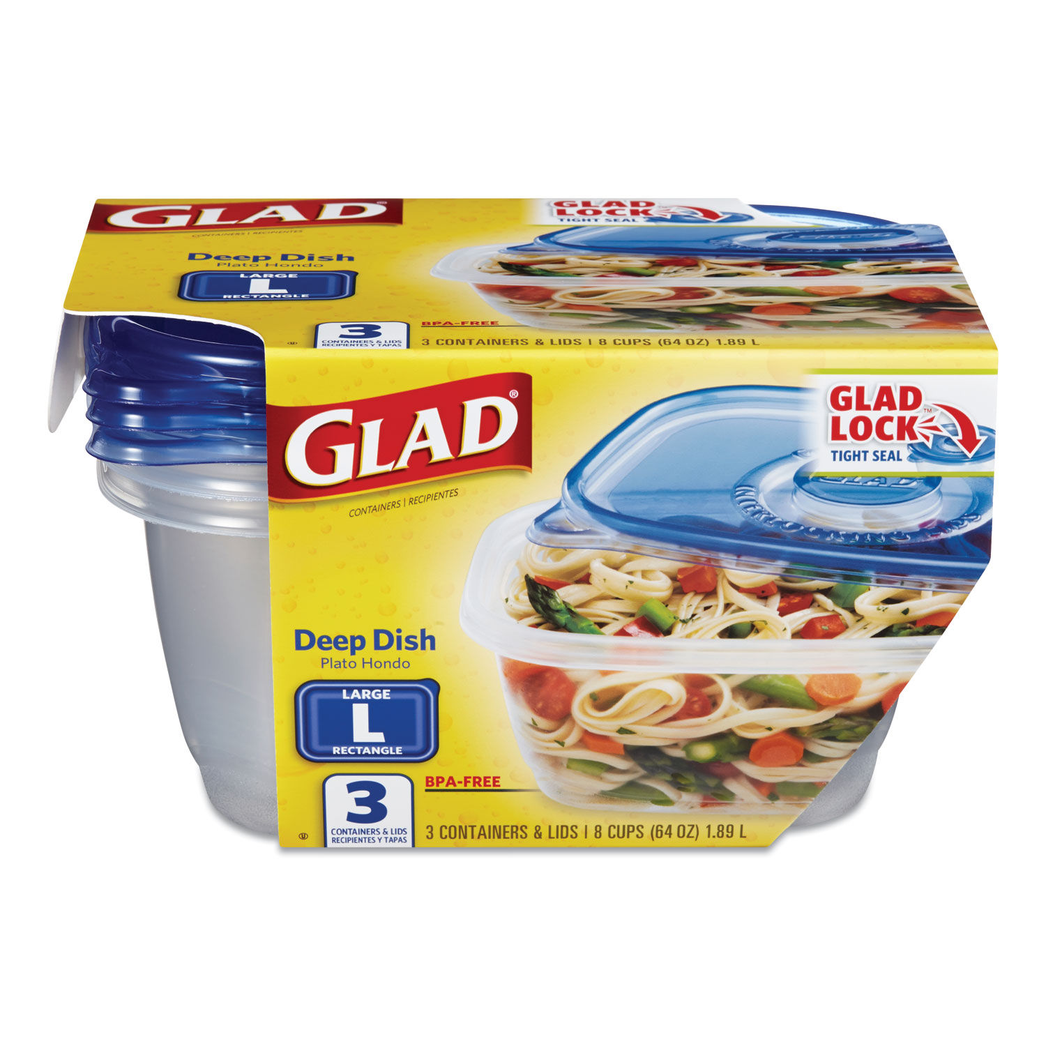 Glad® Deep Dish Containers, 64 Oz., 3/Pack (70045) - Yahoo Shopping