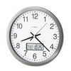 MIL625195 - Chronicle Wall Clock with LCD Inset, 14" Overall Diameter, Gray Case, 2 AA (sold separately)