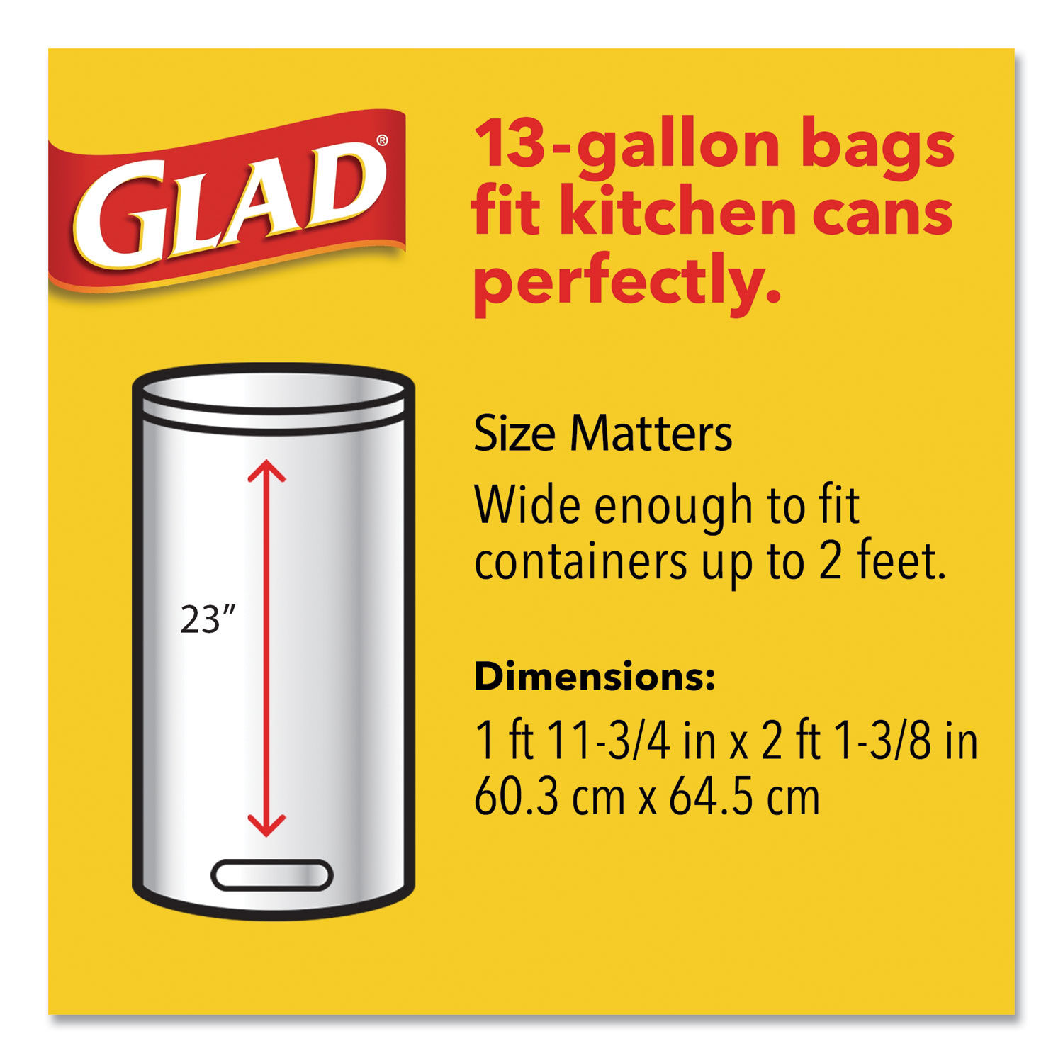 Clorox Glad ForceFlexPlus OdorShield Tall Kitchen Drawstring Trash Bags, 13 gal, 0.9 mil, 24 x 28, White, 204/Carton, CLO70320