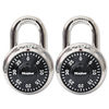 MLK1500T - Combination Lock, Stainless Steel, 1.87" Wide, Silver/Black, 2/Pack