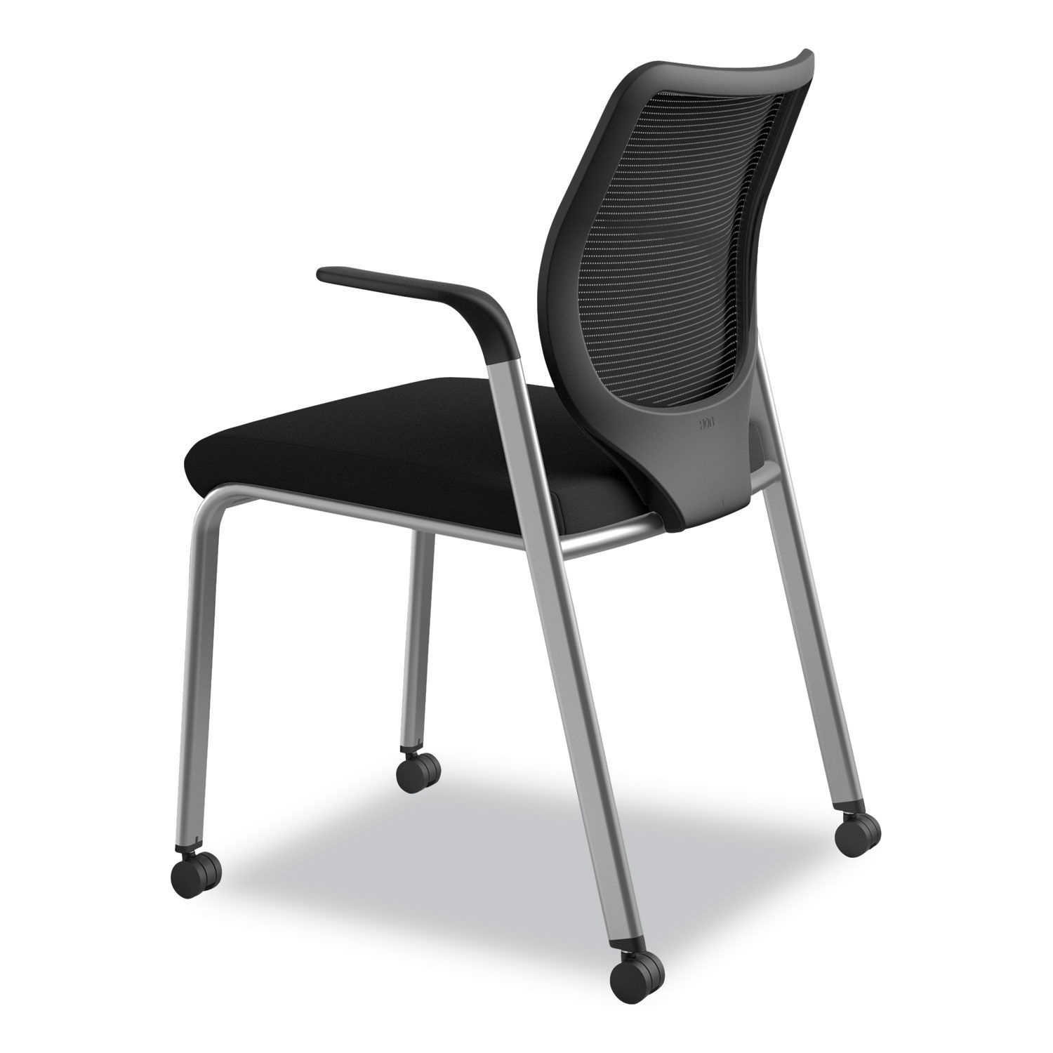 Nucleus Series Multipurpose Stacking Chair with ilira-Stretch M4 Back,  Supports Up to 300 lb, Black Seat/Back, Platinum Base