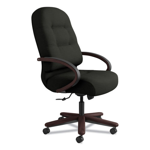 HON Pillow-Soft 2190 Series Executive High-Back Chair Mahogany/Black Leather