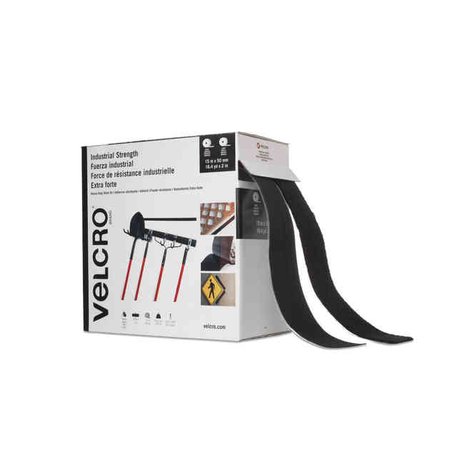 Velcro Industrial Adhesive Tape, 10' x 2'', Black, Holds 10 lbs