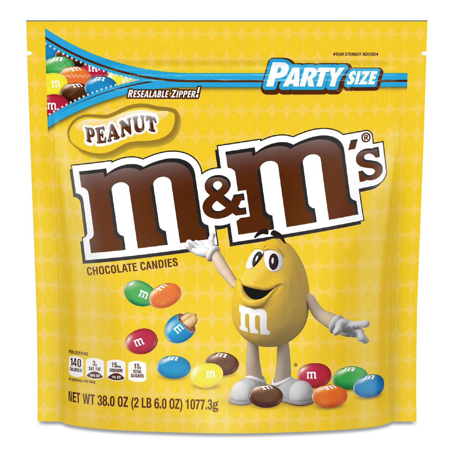 M&M'S Peanut Butter Milk Chocolate Candy, Sharing Size, 9 oz Resealable Bag