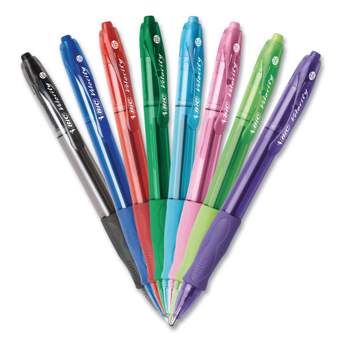 BIC BICVLGB11BE Velocity Retractable Ballpoint Pen, 1.6mm, Blue Ink, Trans  Blue Barrel, Dozen