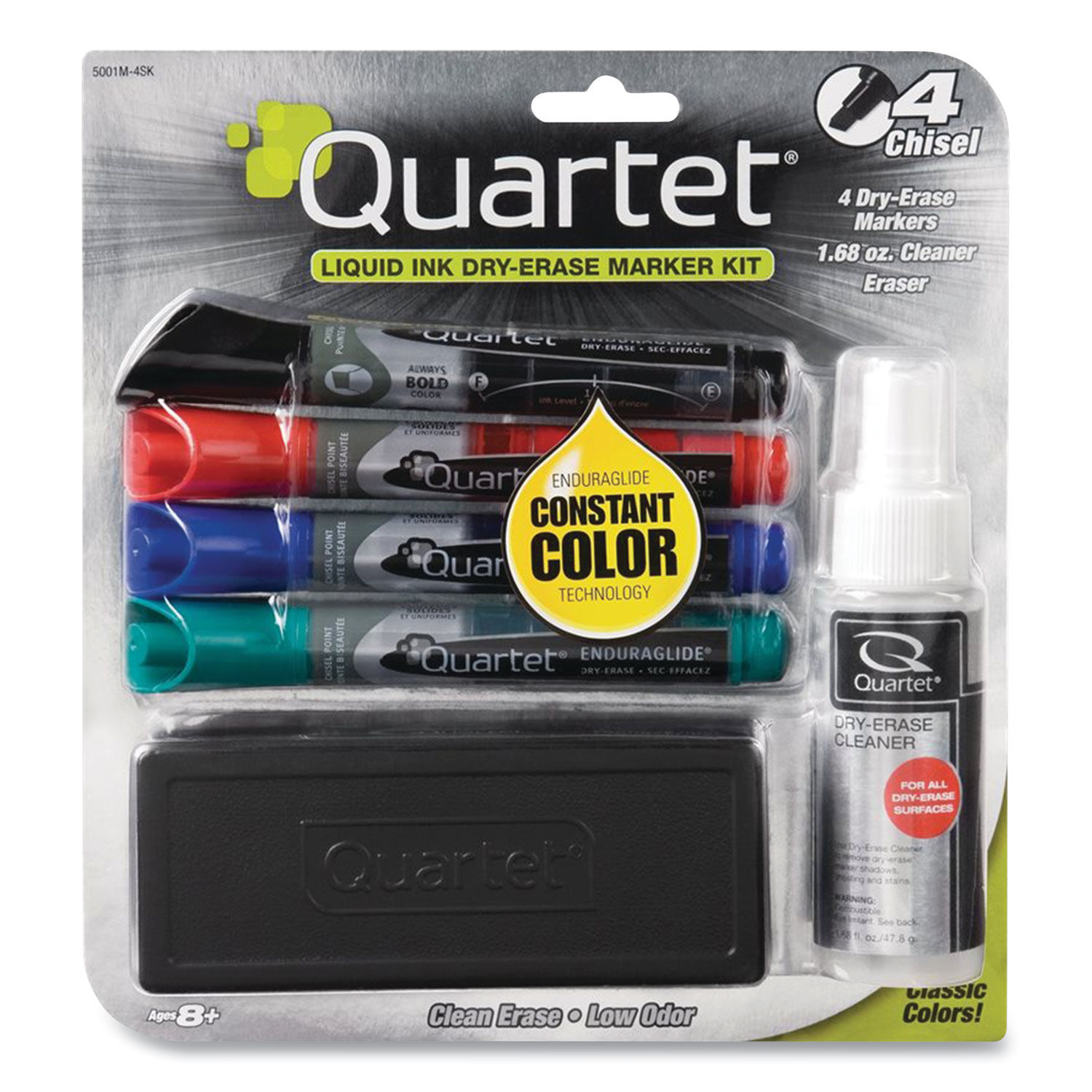 Quartet EnduraGlide Dry-Erase Kit, Caddy, Chisel Tip Dry-Erase Markers,  Eraser, Markers & Accessories