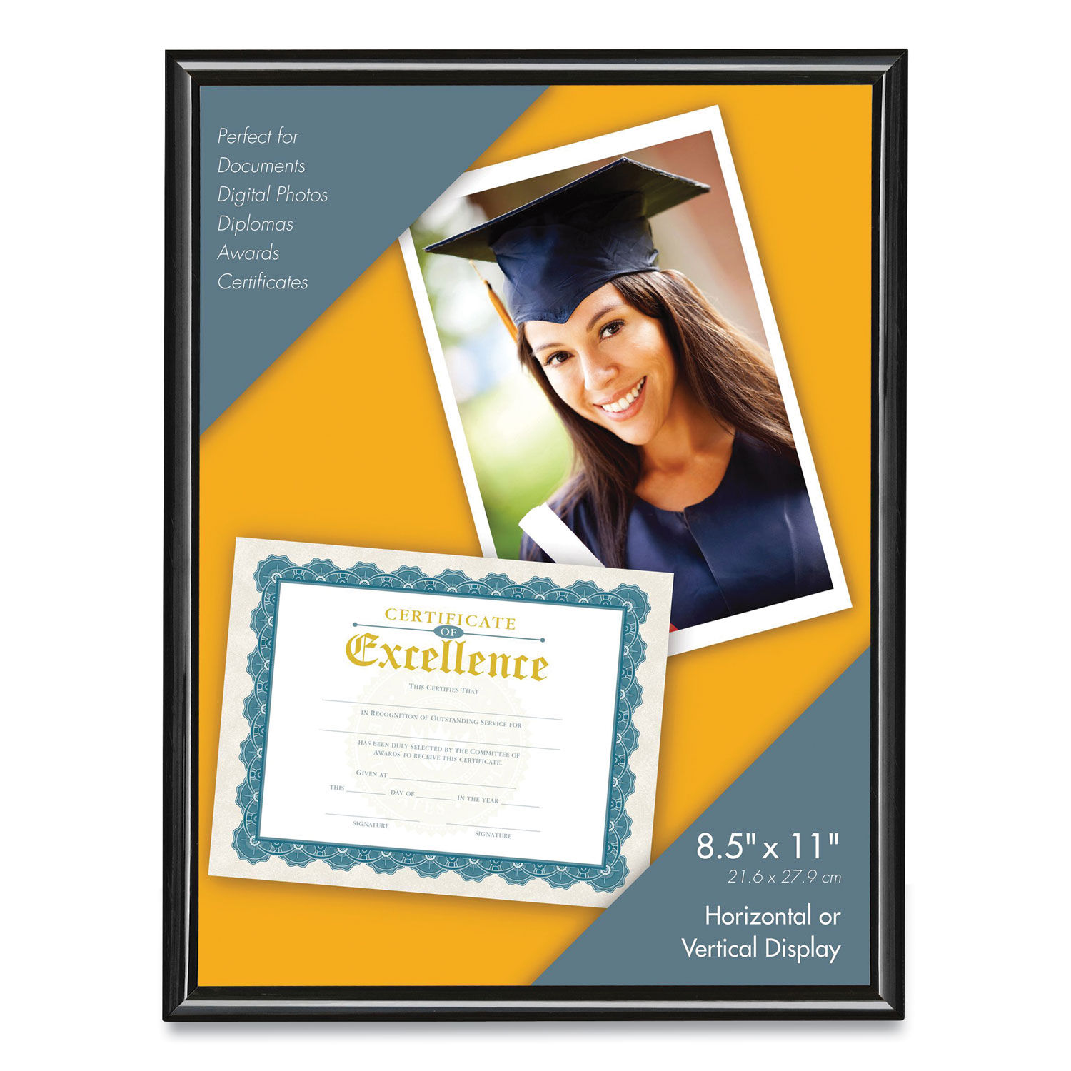 Full Color Black Certificate Holder (Holds 8.5 x 11) - Graduation Ink