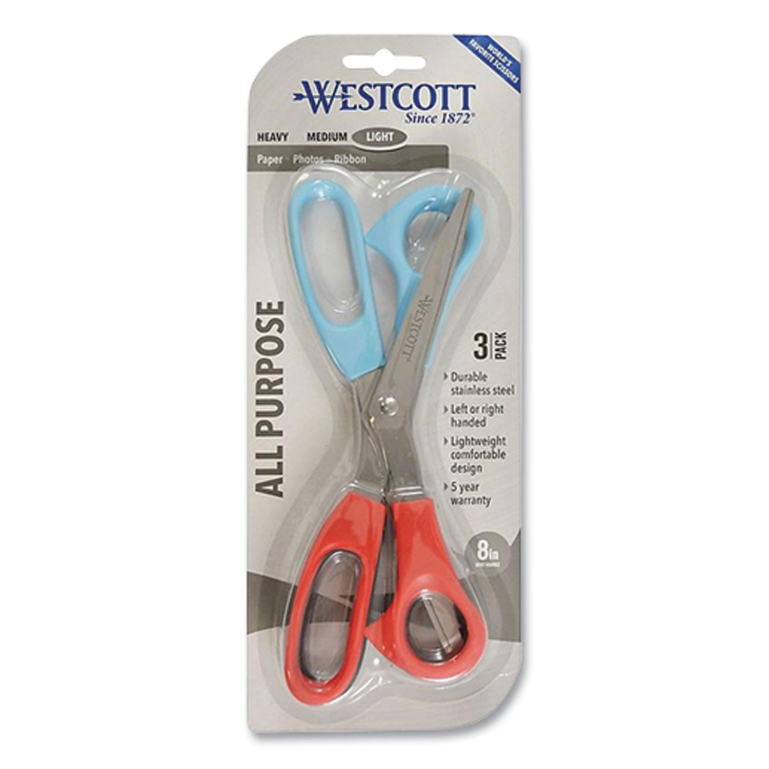 Westcott All Purpose Preferred Stainless Steel Scissors 8 Bent Blue -  Office Depot