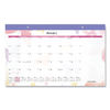 AAGSK91705 - Watercolors Monthly Desk Pad Calendar, Watercolor Artwork, 17.75 x 11, White Sheets, Purple Binding, 12-Month (Jan-Dec): 2024