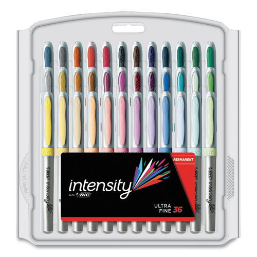 Bic Intensity Permanent Marker, Fine Tip, Assorted Colors, Set Of