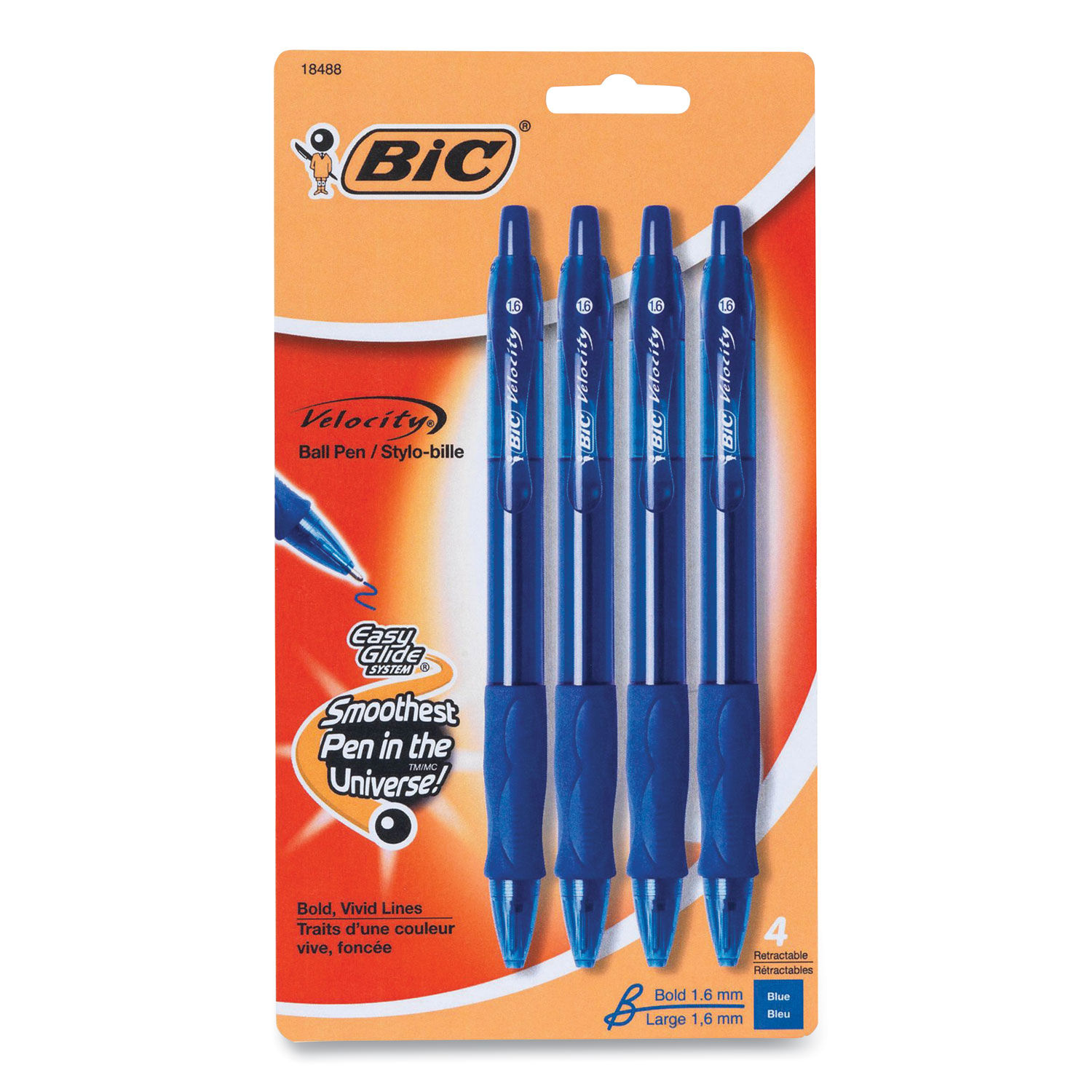 新品BIC Velocity Retractable Ballpoint Pen, Blue Ink, 1.6mm, Bold