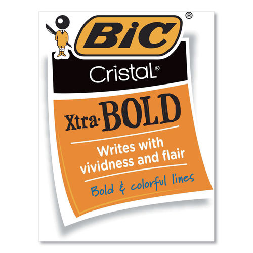 Bic Cristal 1.6mm MSBP24 18575 Blue Ink Xtra BOLD Ball Pen, Box of 24