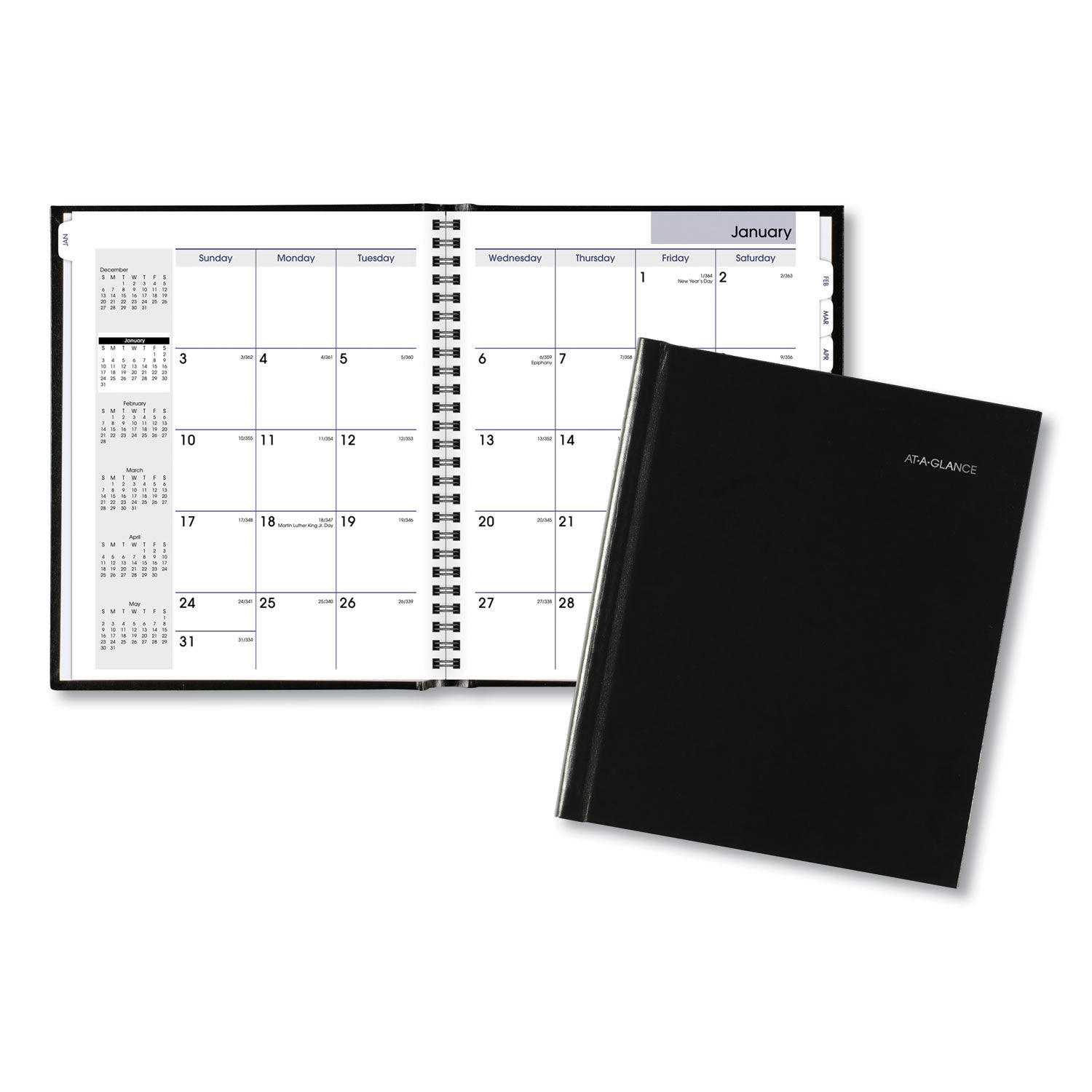 DayMinder Hard-Cover Monthly Planner with Memo Section by At-A-Glance ...