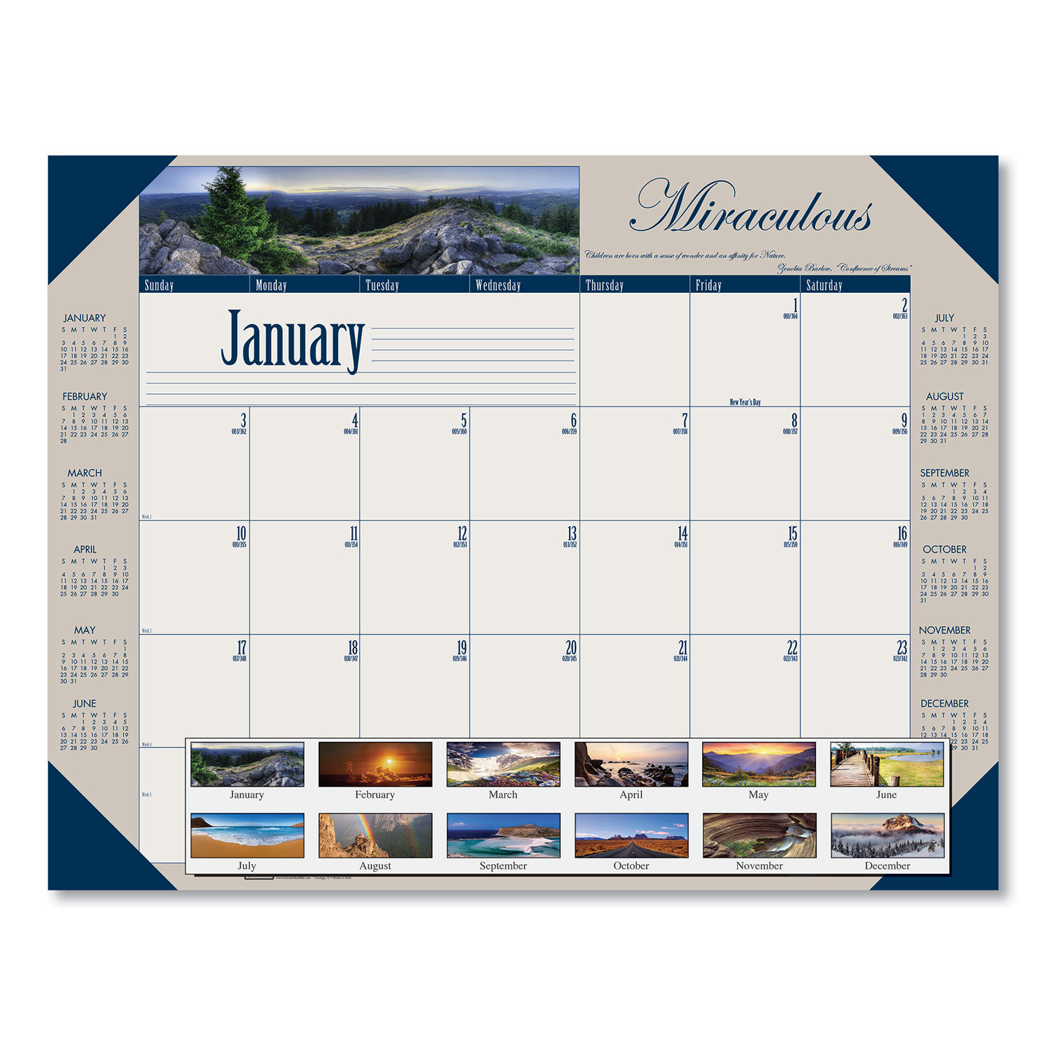 Recycled Motivational Photographic Monthly Desk Pad Calendar by House of Doolittle™ HOD175
