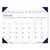 HOD180HD - Executive Monthly Desk Pad Calendar, 24 x 19, White/Blue Sheets, Blue Corners, 12-Month (Jan to Dec): 2024