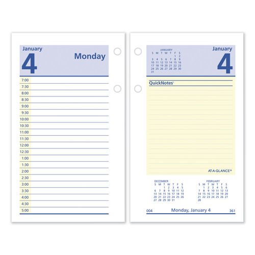 QuickNotes Desk Calendar Refill, 3.5 x 6, White/Yellow/Blue Sheets,  12-Month (Jan to Dec): 2024