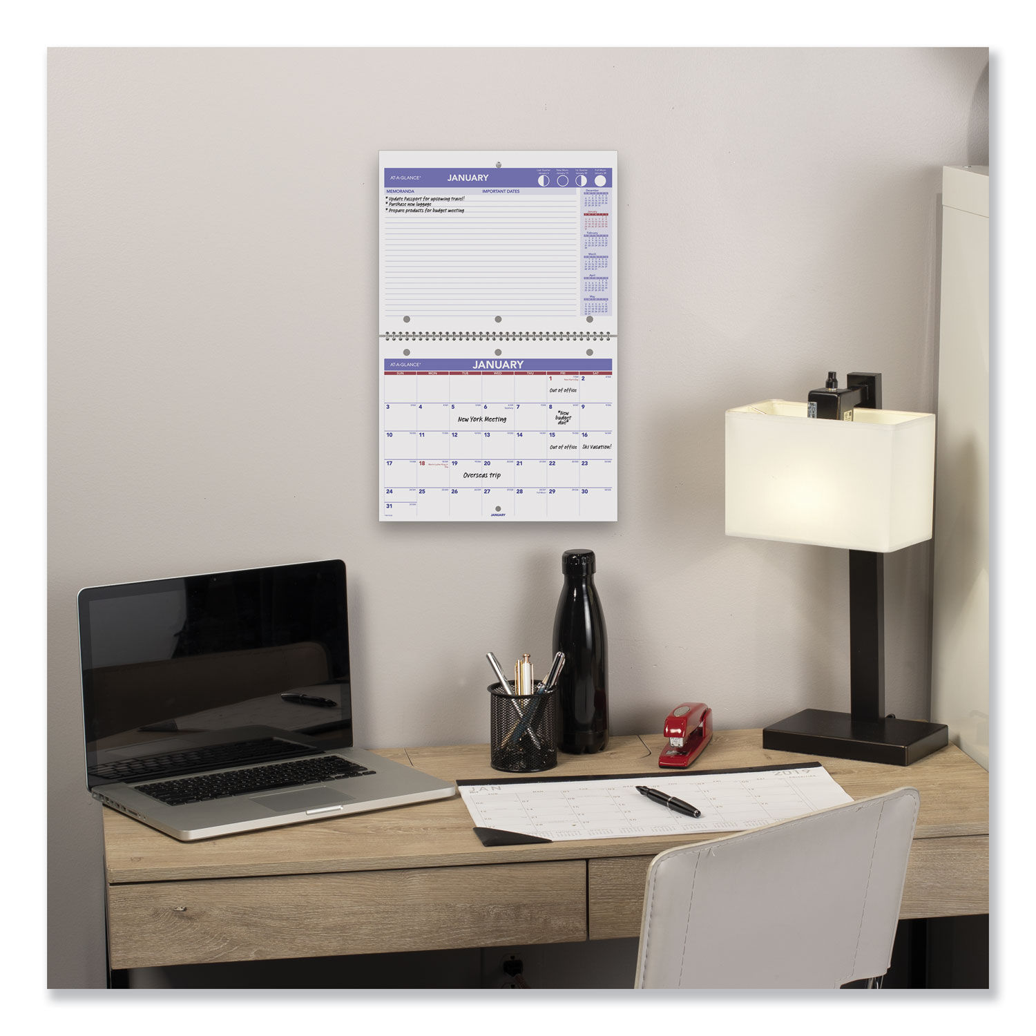 Wirebound Monthly Desk/Wall Calendar by ATAGLANCE® AAGPM17028