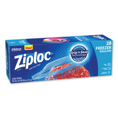 Ziploc Gallon Food Storage Freezer Bags, Grip 'n Seal Technology, 28 Ea