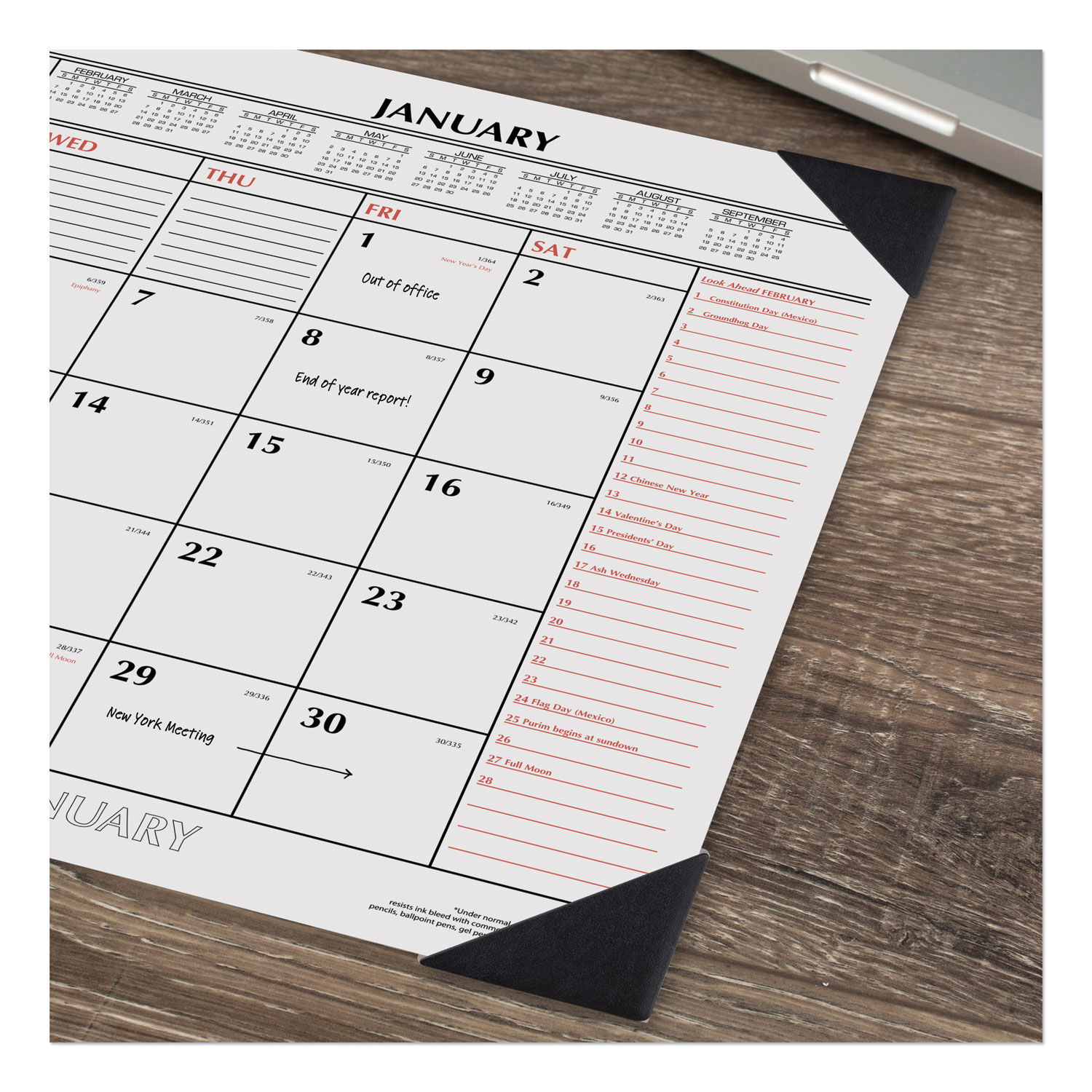 Two Color Monthly Desk Pad Calendar By AT A GLANCE AAGSK117000 OnTimeSupplies