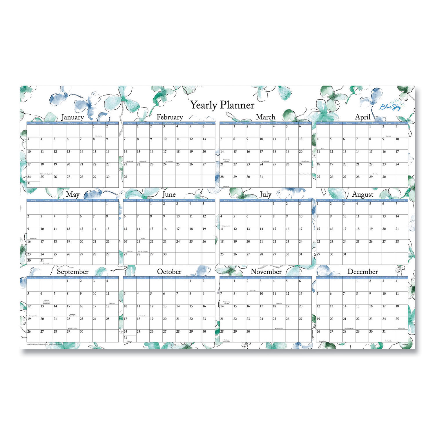 Lindley Laminated Erasable Wall Calendar by Blue Sky® BLS100030