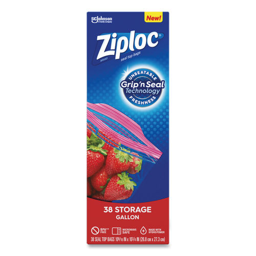 Ziploc Slider Storage Bags, 1 gal, 9.5 x 10.56, Clear, 9/Carton