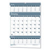 HOD343 - Bar Harbor Recycled Wirebound 3-Months-per-Page Wall Calendar, 15.5 x 22, White/Blue/Gray Sheets, 14-Month(Dec-Jan):2023-2025