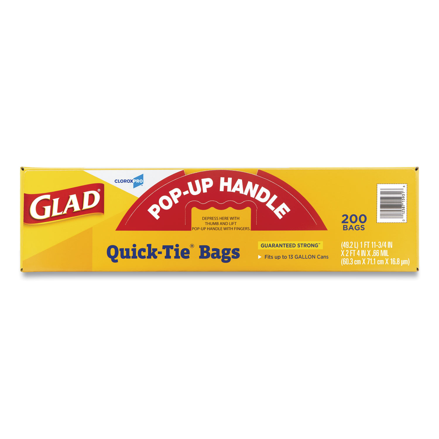 Glad Quick-Tie Tall Kitchen Cloroxpro Trash Bags - 13 Gallon - 200