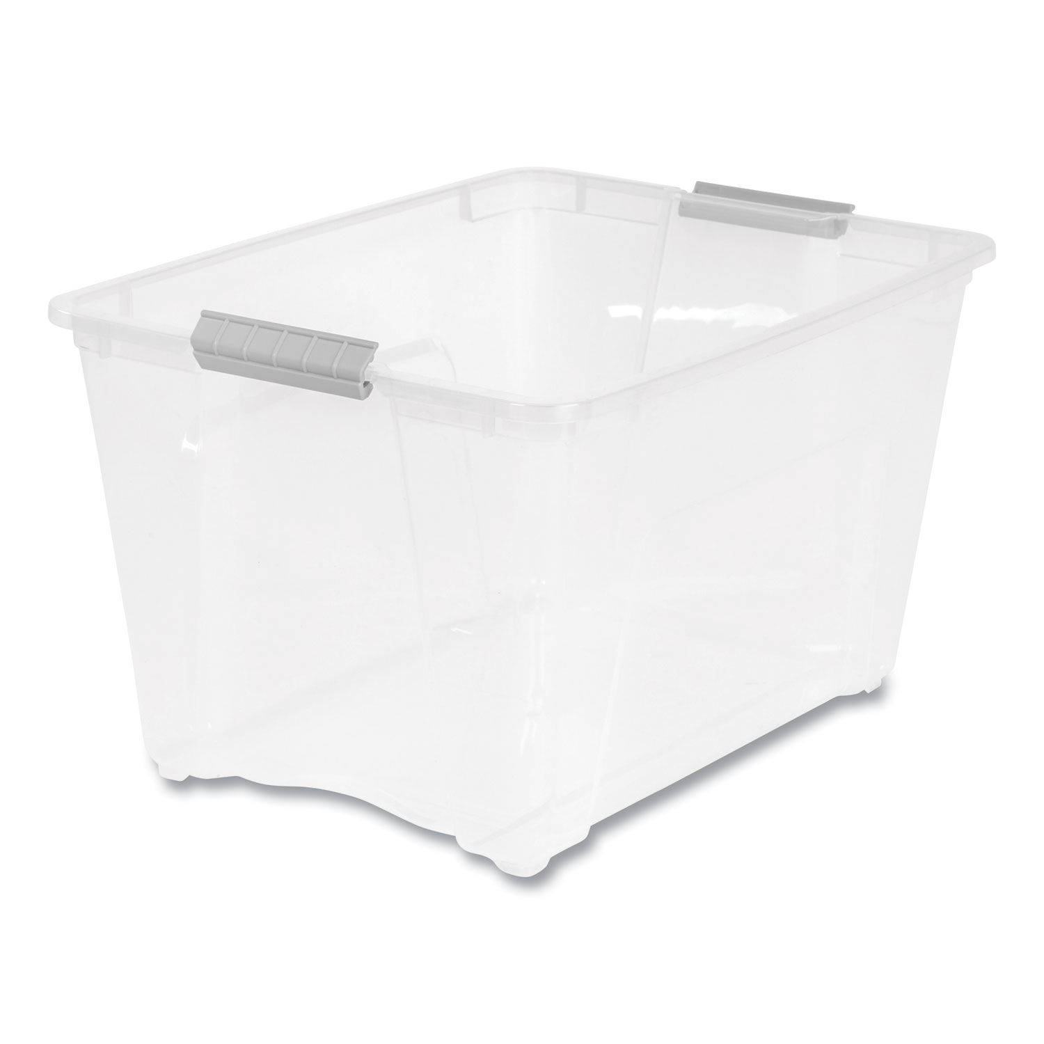 Stack And Pull Latching Flat Lid Storage Box, 6.73 Gal, 16.5 X 22 X 6.5,  Clear/translucent Blue | Bundle of 5