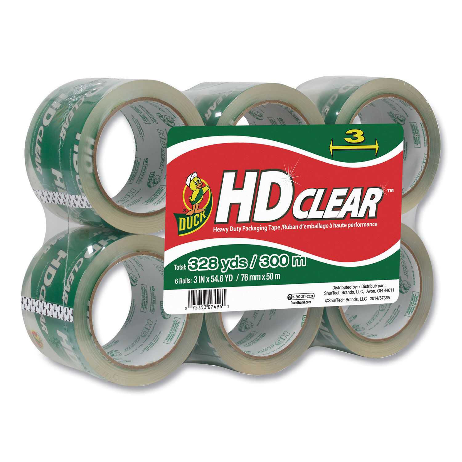 Duck Max Packaging Tape with Heavy-Duty Dispenser, 1.88 x 54.6 yds, 3 Core, Clear