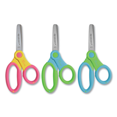 Westcott Soft Handle 5 Pointed Kids Value Scissors - 5 Overall Length -  Left/Right - Stainless Steel - Pointed Tip - Assorted - 1 Each