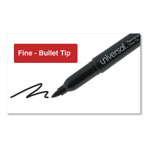 Fine Bullet Tip Permanent Marker, Black, Dozen