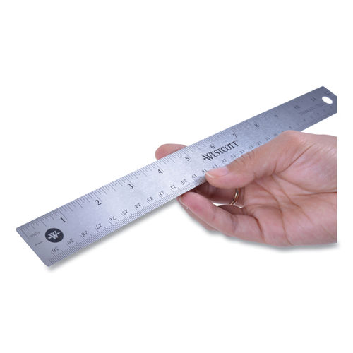 Westcott Stainless Steel Office Ruler, Non Slip Cork Base, 6