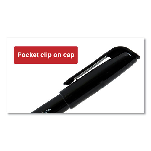 Bazic Black Fine Tip Permanent Markers w/ Pocket Clip (5/Pack)