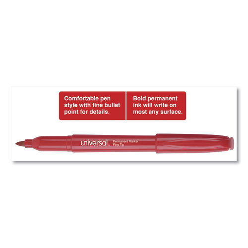 Universal Pen Style Permanent Markers Fine Point Red Dozen 07072 : Target
