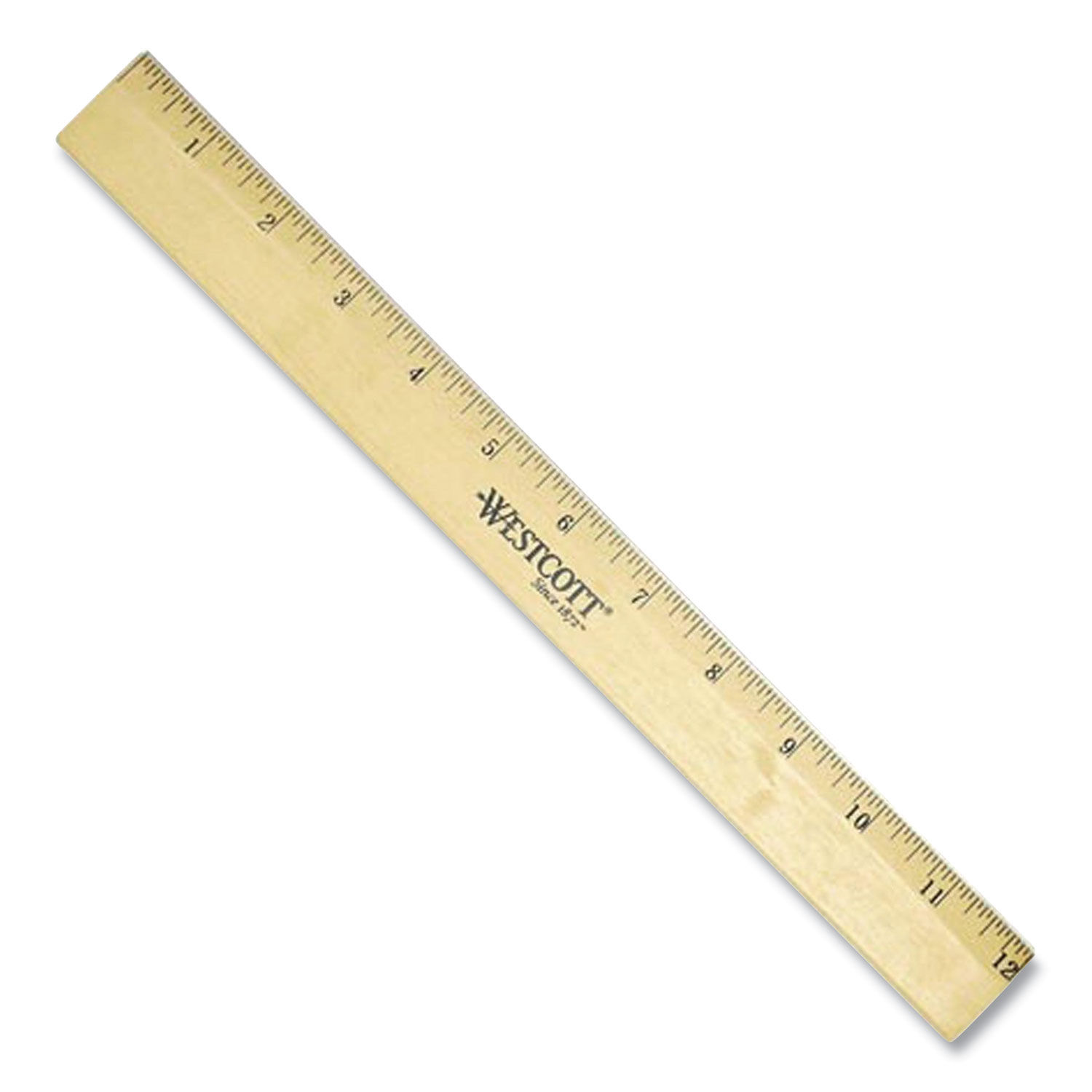 Wood Ruler, Metric and 1/16 Scale with Single Metal Edge, 12/30 cm Long