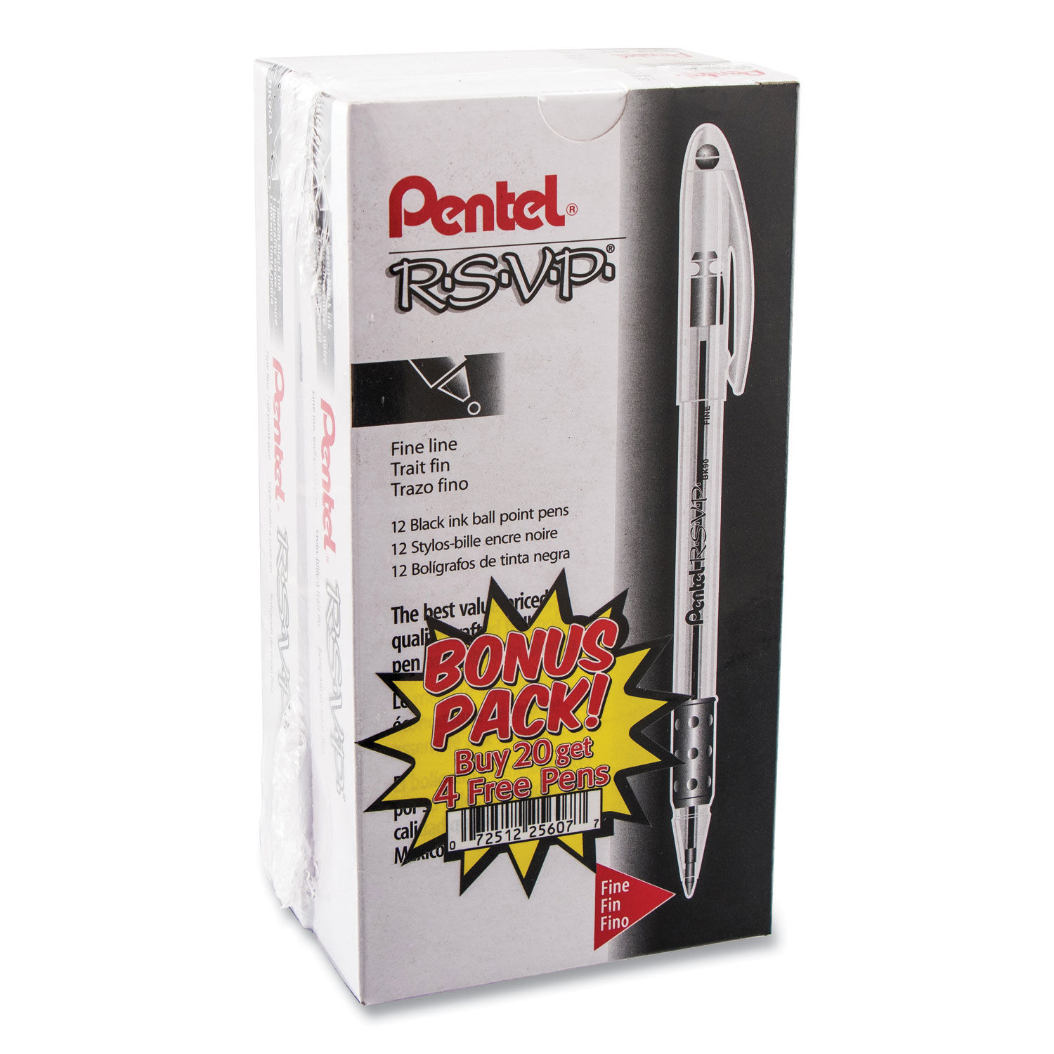 Pentel R.S.V.P. Ballpoint Pens Fine Point 0.7 mm Clear Barrel Red Ink Pack  Of 12 - Office Depot