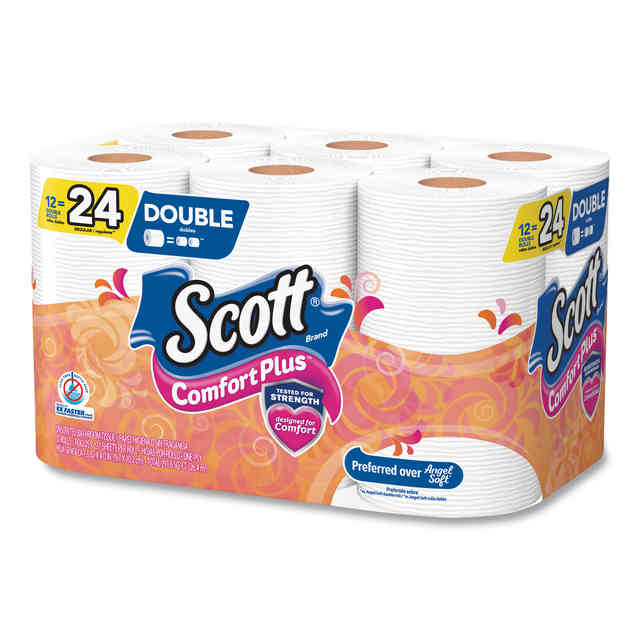 Scott ComfortPlus Toilet Paper, 36 Mega Rolls (2 Packs of 18), 425 Sheets  per Roll, Septic-Safe, 1-Ply Toilet Tissue