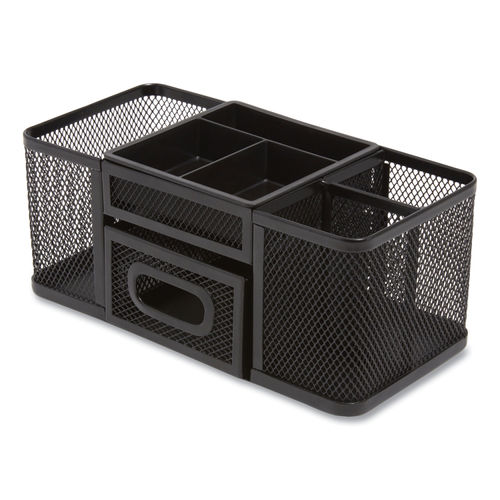 TRU RED™ 7 Compartment Wire Mesh File Organizer, Matte Black