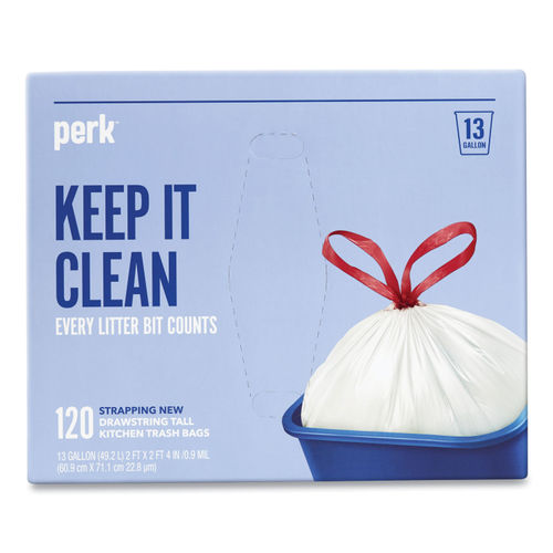Drawstring Tall Kitchen Trash Bags by Perk™ PRK24377876