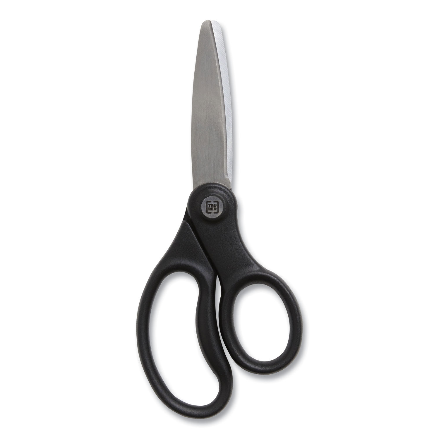 Tru Red Ambidextrous Stainless Steel Scissors, 8 Long, 3.86 Cut Length, Black Straight Symmetrical Handle