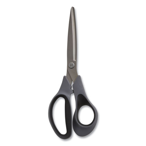 Tru Red Non-Stick Titanium-Coated Scissors, 8 Long, 3.86 Cut Length, Gun-Metal Gray Blades, Gray/Black Straight Handle, 2/Pack